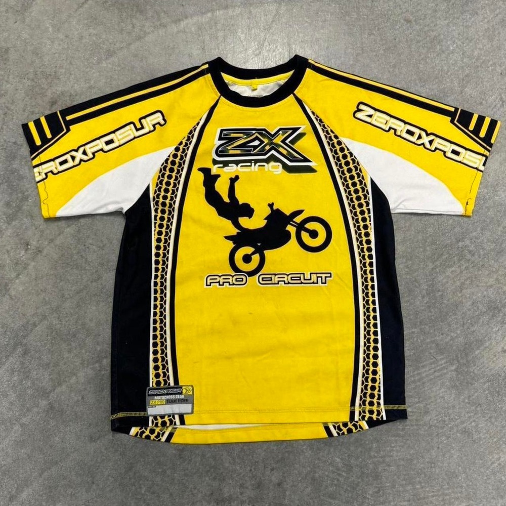 BMX Yellow Jersey Double Sided Black Bumblebee Patterned Y2K Medium